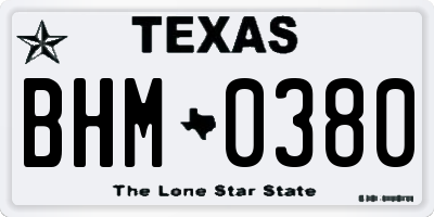 TX license plate BHM0380