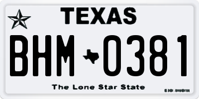 TX license plate BHM0381