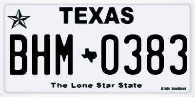 TX license plate BHM0383