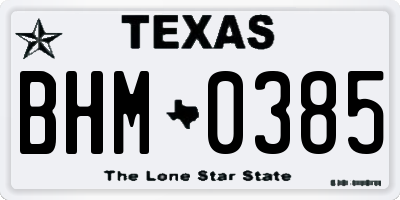 TX license plate BHM0385