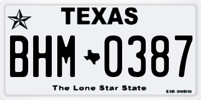 TX license plate BHM0387