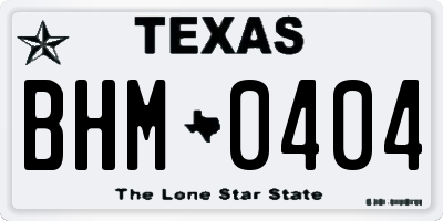 TX license plate BHM0404