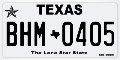 TX license plate BHM0405