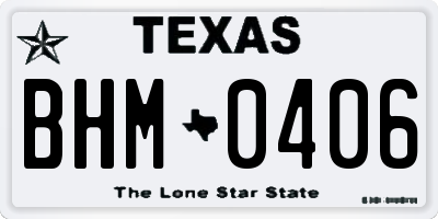TX license plate BHM0406