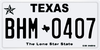 TX license plate BHM0407