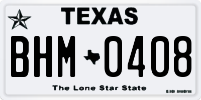 TX license plate BHM0408