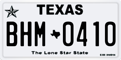 TX license plate BHM0410