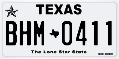 TX license plate BHM0411