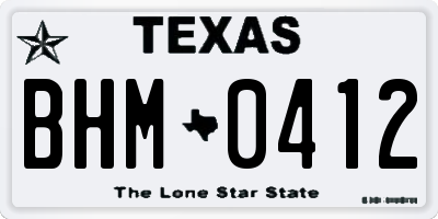 TX license plate BHM0412