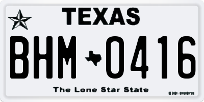 TX license plate BHM0416