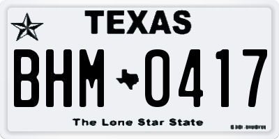 TX license plate BHM0417