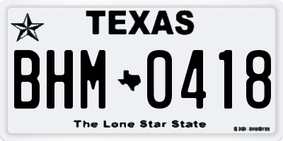 TX license plate BHM0418