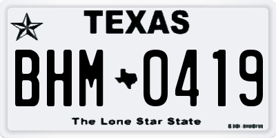 TX license plate BHM0419