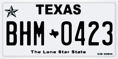 TX license plate BHM0423