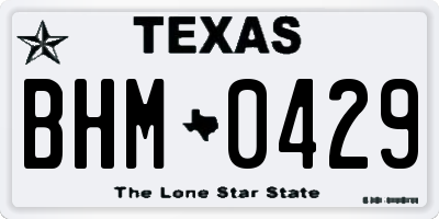 TX license plate BHM0429
