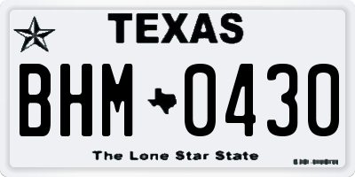 TX license plate BHM0430