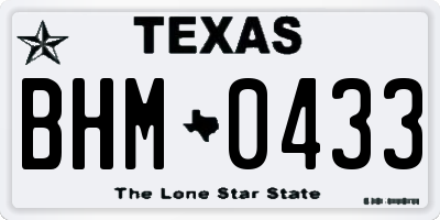 TX license plate BHM0433