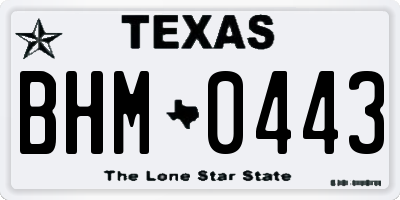 TX license plate BHM0443