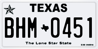 TX license plate BHM0451