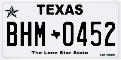 TX license plate BHM0452