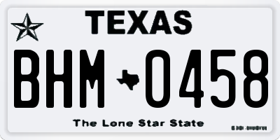 TX license plate BHM0458