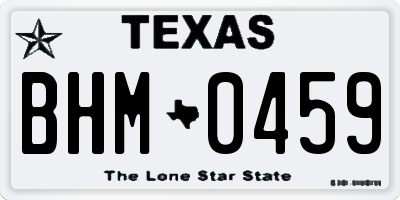 TX license plate BHM0459