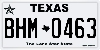 TX license plate BHM0463
