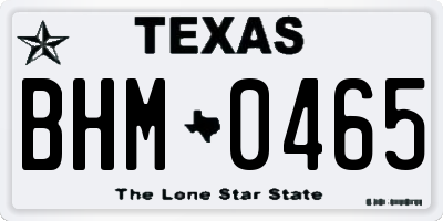 TX license plate BHM0465