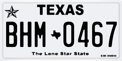 TX license plate BHM0467