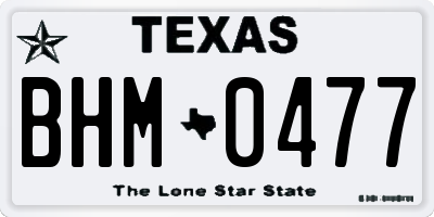 TX license plate BHM0477
