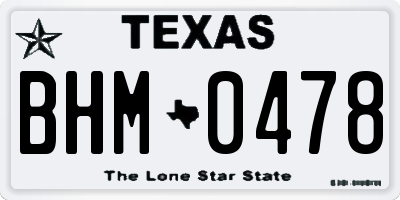 TX license plate BHM0478