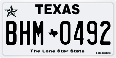 TX license plate BHM0492
