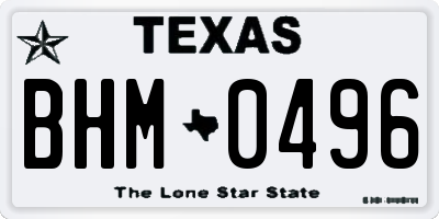 TX license plate BHM0496