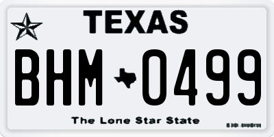 TX license plate BHM0499