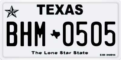 TX license plate BHM0505