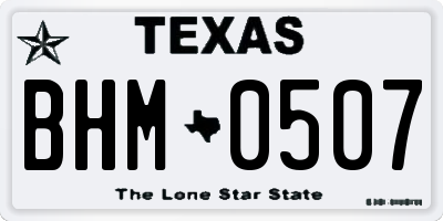TX license plate BHM0507