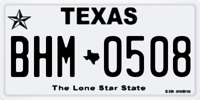TX license plate BHM0508