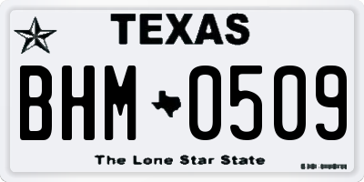 TX license plate BHM0509