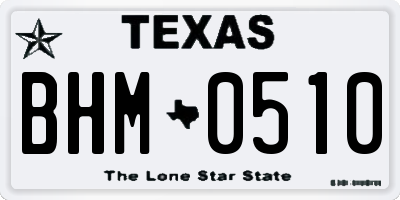 TX license plate BHM0510