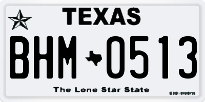 TX license plate BHM0513