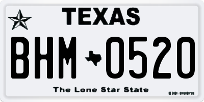 TX license plate BHM0520