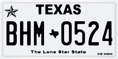 TX license plate BHM0524