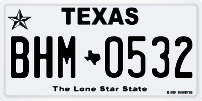 TX license plate BHM0532