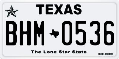 TX license plate BHM0536