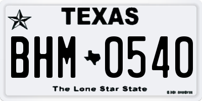 TX license plate BHM0540