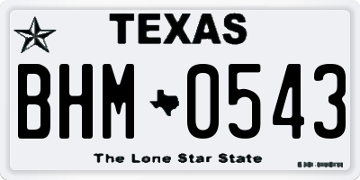TX license plate BHM0543