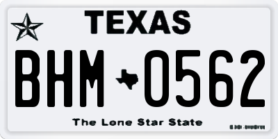TX license plate BHM0562