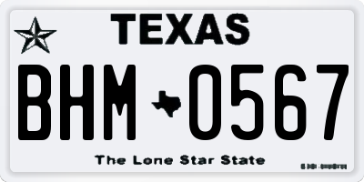 TX license plate BHM0567