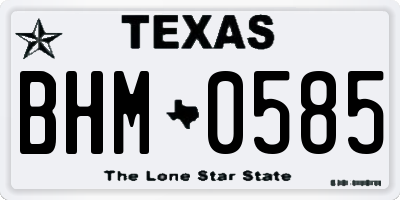 TX license plate BHM0585