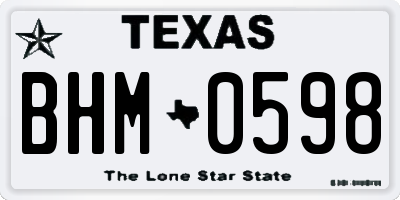 TX license plate BHM0598